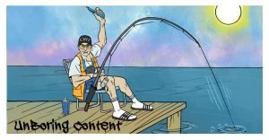 Content with Teeth is a creative content agency whose spokesperson is a crazy ass fisherman.