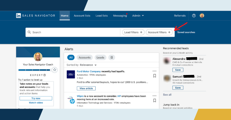 Use Sales Navigator Account filters to develop buyer personas