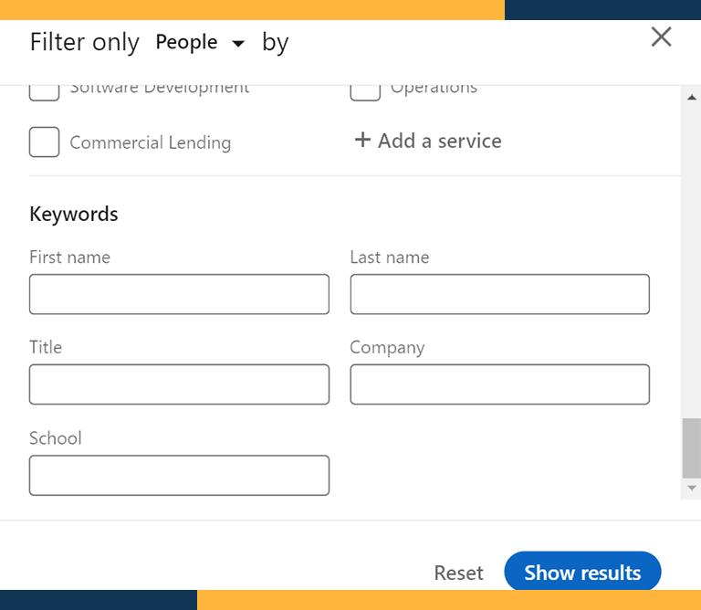 Narrow search results with keywords to improve LinkedIn marketing results